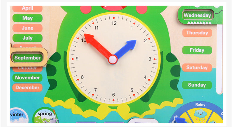 Montessori Wooden Calendar & Clock for Kids | Learn Time, Weather, Days & Seasons | Age 3+