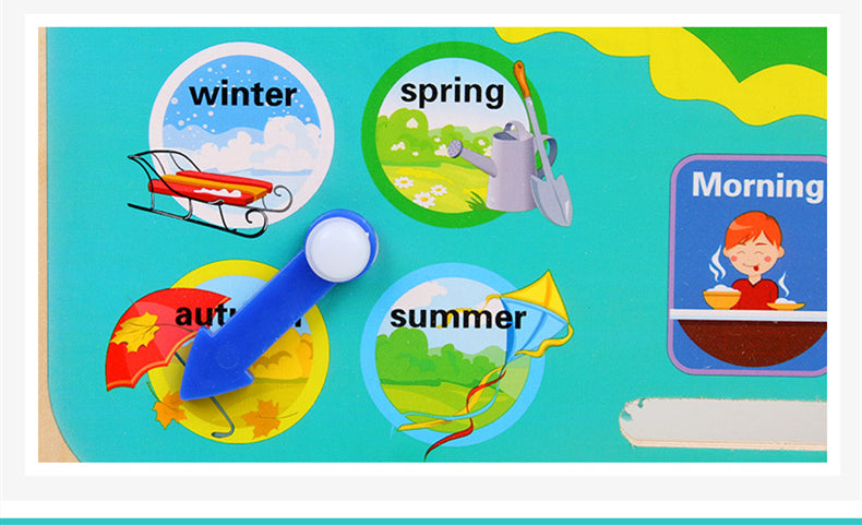 Montessori Wooden Calendar & Clock for Kids | Learn Time, Weather, Days & Seasons | Age 3+