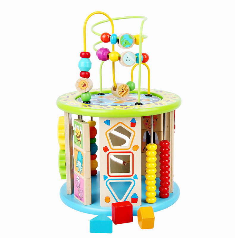 10-in-1 Wooden Activity Cube for Toddlers | Shape Sorter, Magnetic Fishing, Beads, Clock & Board Game