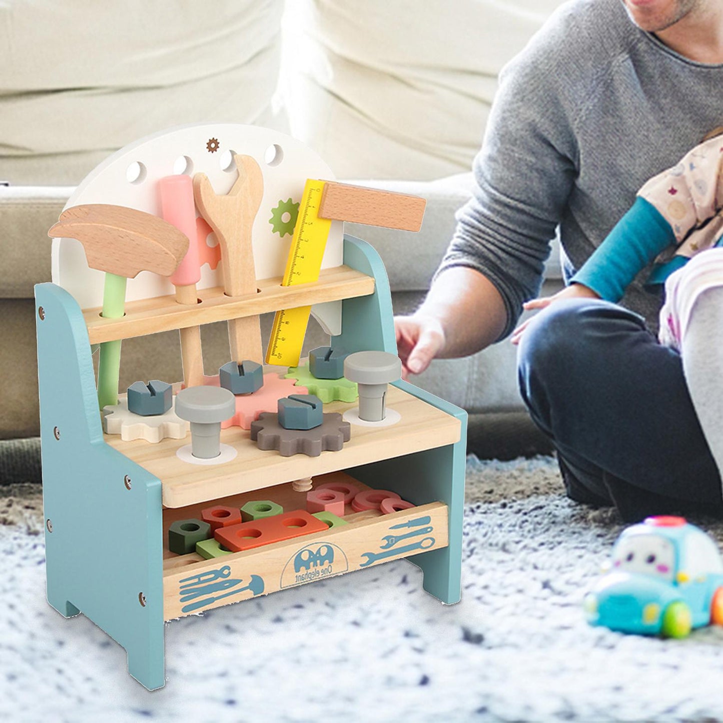 Wooden Kids Tool Bench | Mini Workshop Toy with Tools for Toddlers