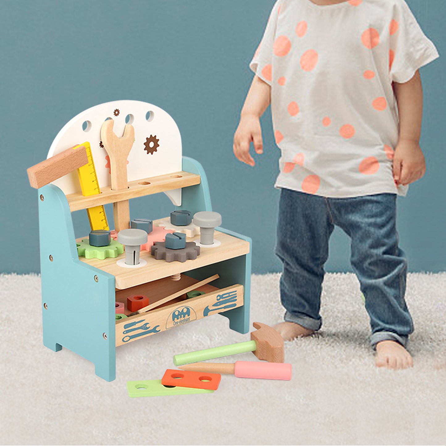 Wooden Kids Tool Bench | Mini Workshop Toy with Tools for Toddlers