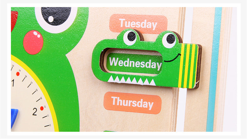Montessori Wooden Calendar & Clock for Kids | Learn Time, Weather, Days & Seasons | Age 3+