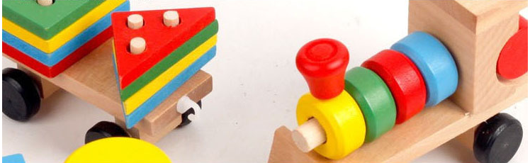 Pull-Along Wooden Train Toy with Shape Sorting Blocks | Stacking Puzzle for Toddlers (Age 1+)