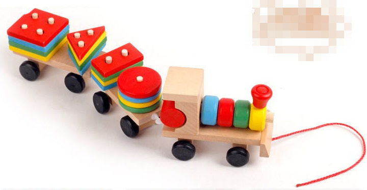 Pull-Along Wooden Train Toy with Shape Sorting Blocks | Stacking Puzzle for Toddlers (Age 1+)