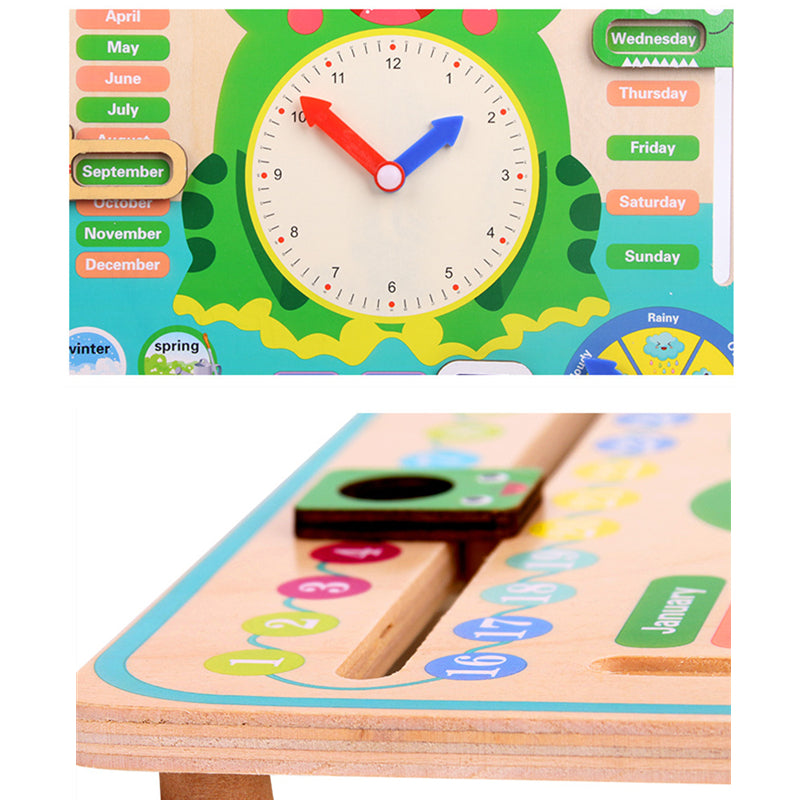 Montessori Wooden Calendar & Clock for Kids | Learn Time, Weather, Days & Seasons | Age 3+
