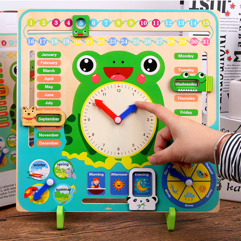 Montessori Wooden Calendar & Clock for Kids | Learn Time, Weather, Days & Seasons | Age 3+