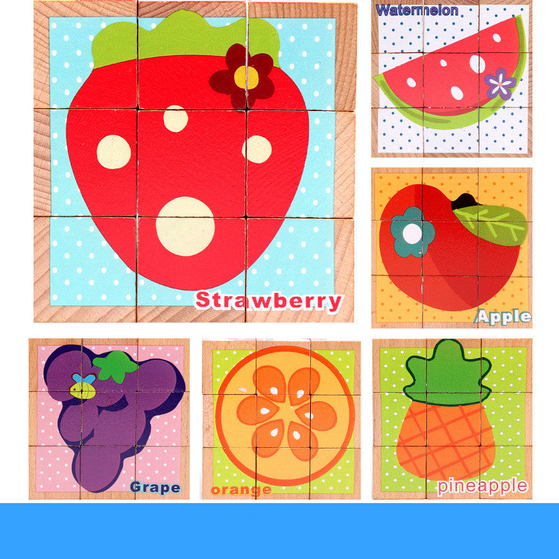 6-in-1 Wooden Cube Jigsaw Puzzle for Toddlers | Animal Picture Blocks in Tray | Age 1+