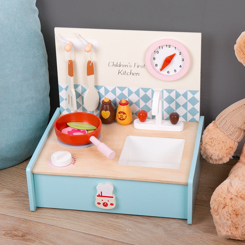 Wooden Mini Kitchen Set for Children (3+ Years) – Complete Pretend Play Gift with Utensils, Pan & Food