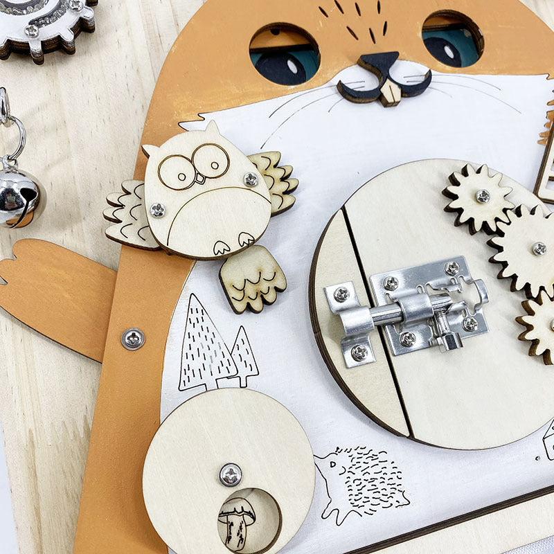 Montessori Animal Busy Board | Wooden Sensory Activity Toy for Toddlers