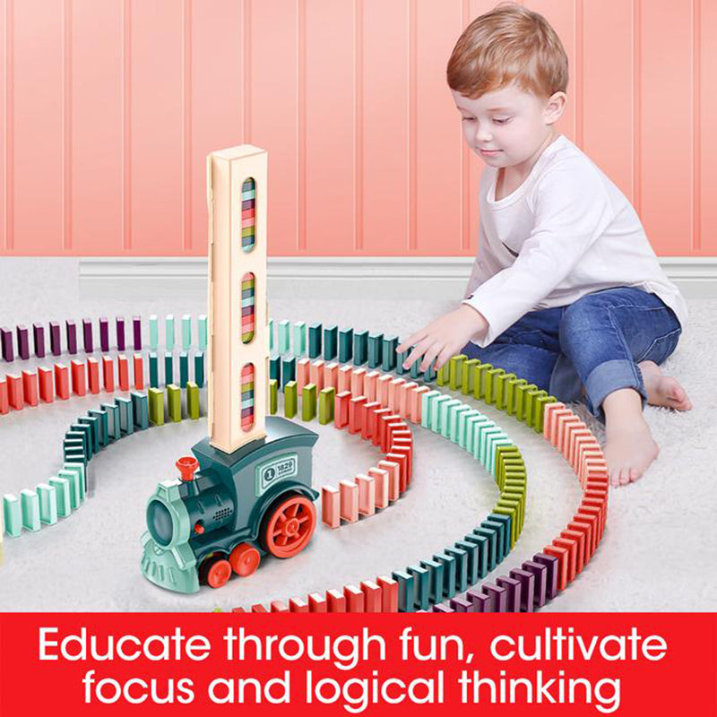 Automatic Domino Train Toy | Motorised Track Laying for Kids | STEM Puzzle with Light & Sound