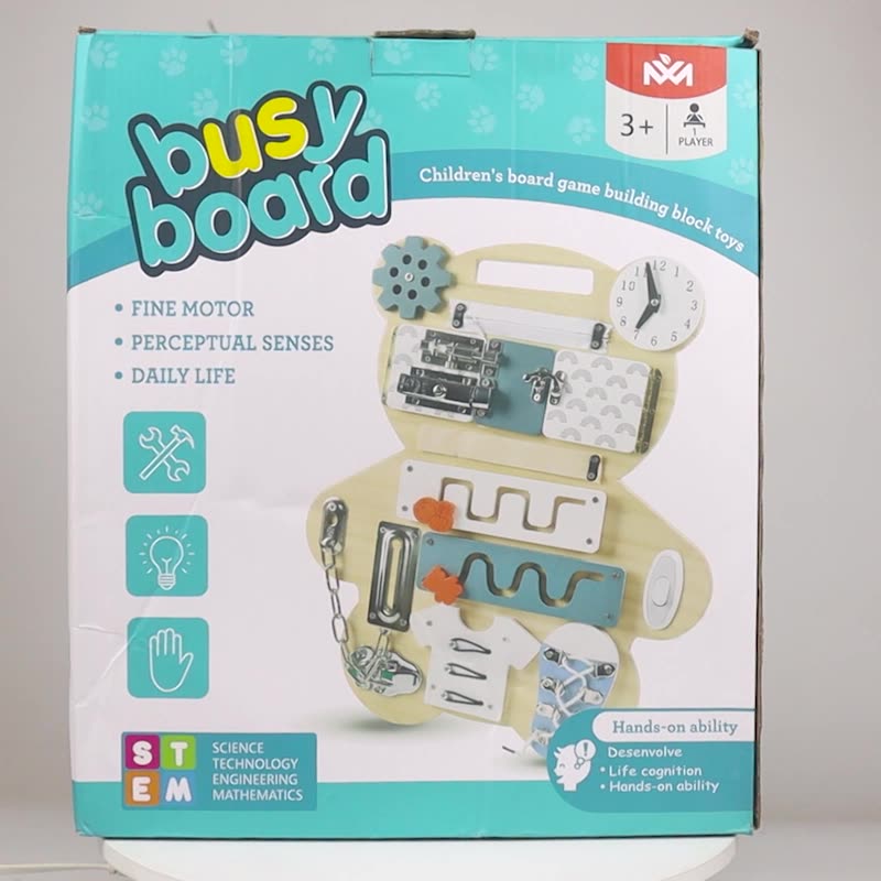 Wooden Montessori Sensory Busy Board | Bear Shape Educational Toy for Toddlers