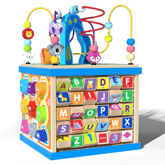 5-in-1 Wooden Activity Cube for Toddlers | Montessori Learning Toy | Age 1+