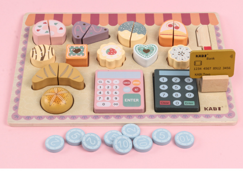 Wooden Bakery Role Play Set | Pretend Bake Shop with Cakes, Pastries & Cash Register