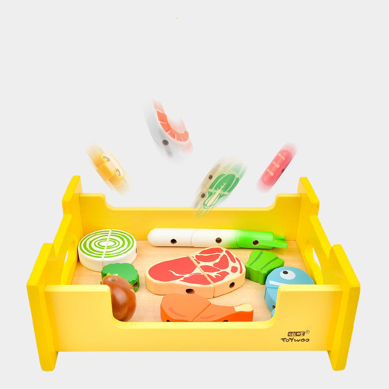 Wooden BBQ Grill Toy Set | Pretend Play Kitchen with 32 Magnetic Food Pieces