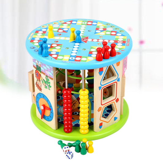 10-in-1 Wooden Activity Cube for Toddlers | Shape Sorter, Magnetic Fishing, Beads, Clock & Board Game