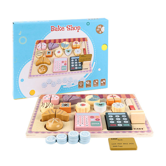 Wooden Bakery Role Play Set | Pretend Bake Shop with Cakes, Pastries & Cash Register