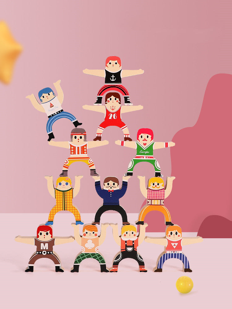 Wooden Stacking Game for Kids | 12 Balancing Acrobats for Fine Motor Skills & STEM Play
