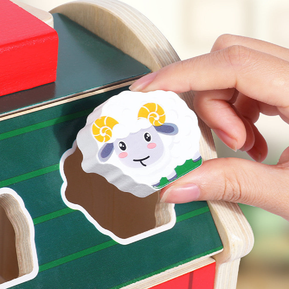 Wooden Farm Shape Sorter | Animal Matching Barn Toy for Toddlers