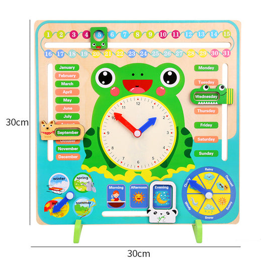 Montessori Wooden Calendar & Clock for Kids | Learn Time, Weather, Days & Seasons | Age 3+