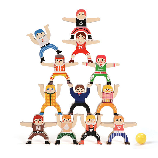 Wooden Stacking Game for Kids | 12 Balancing Acrobats for Fine Motor Skills & STEM Play