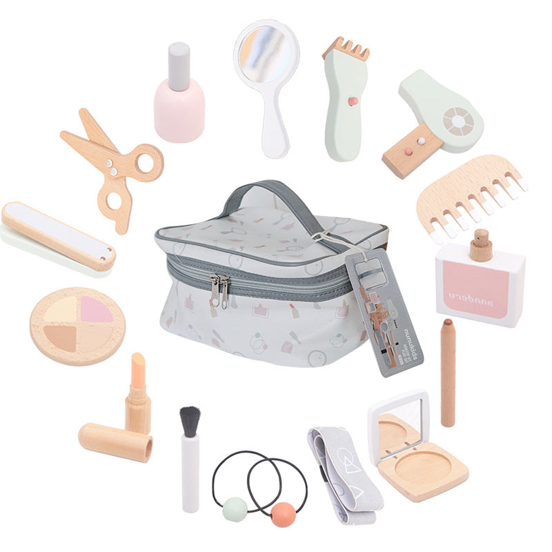 Wooden Salon Pretend Play Set – Hair Dryer & Make-Up Role Play for Ages 3+