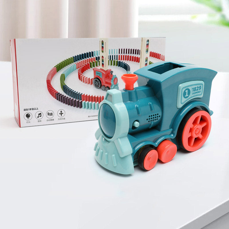 Automatic Domino Train Toy | Motorised Track Laying for Kids | STEM Puzzle with Light & Sound